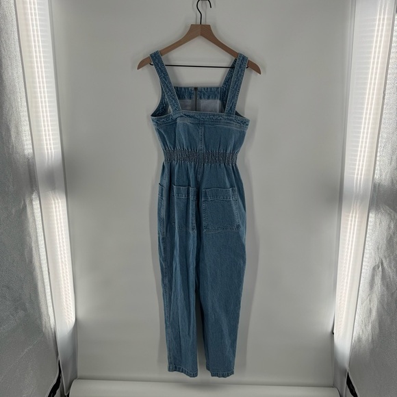 Madewell Denim Zip Smock-Waist Jumpsuit in Baisley Wash Size XS - Picture 3 of 7